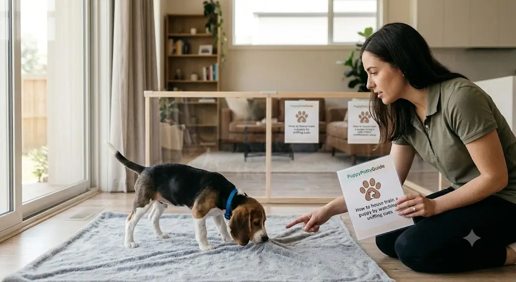 How to house train a puppy by watching sniffing cues