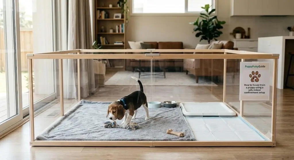 How to house train a puppy using a safe indoor confinement setup