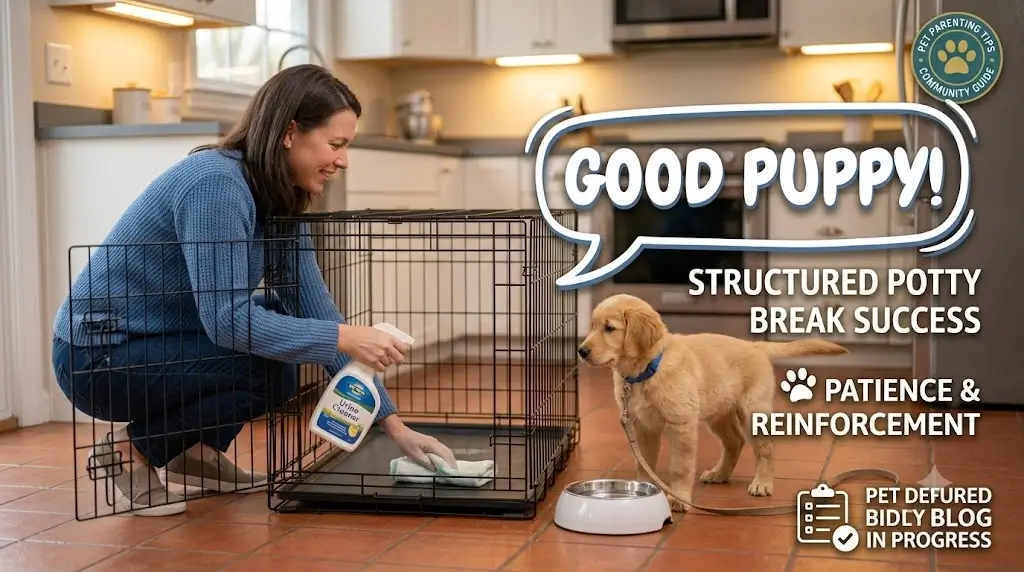 Person cleaning a plastic surface with pet-safe cleaner to remove urine odor