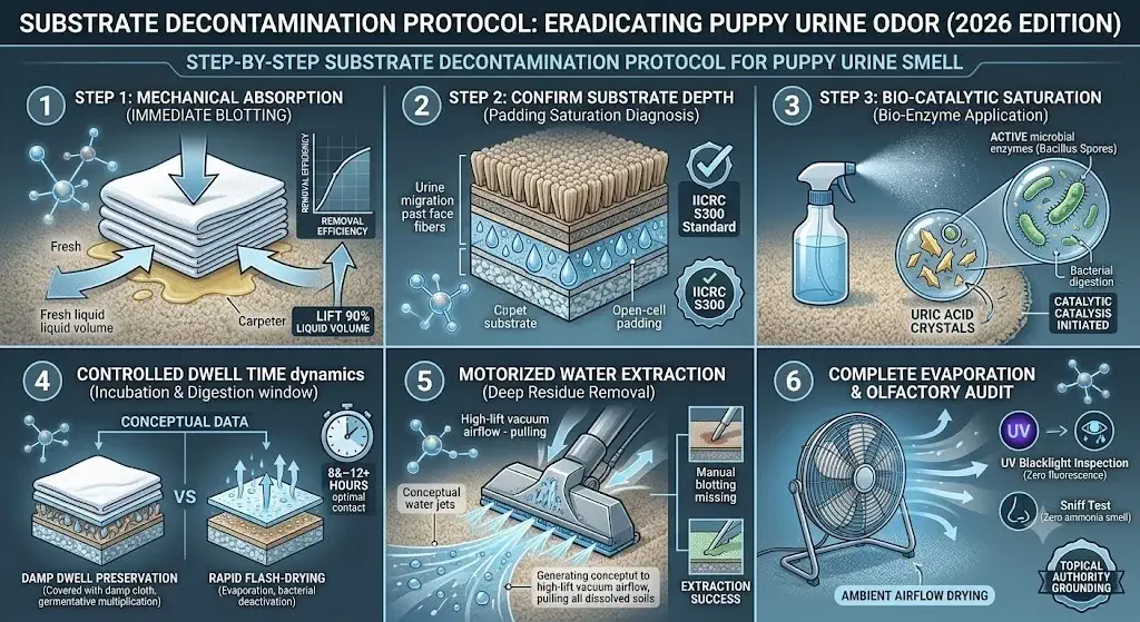 Step-by-step substrate decontamination protocol for puppy urine smell