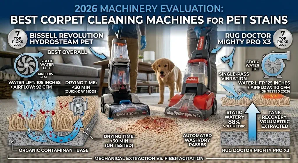 Best carpet cleaning machines for pet stains evaluated for subfloor extraction and drying speed