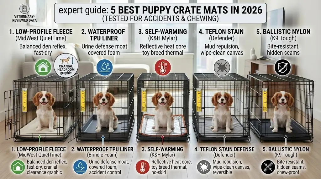 5 Best Puppy Crate Mats in 2026: Tested for Accidents & Chewing