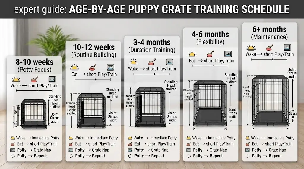 Puppy Crate Training Schedule: Age-by-Age Daily Routine (2026)