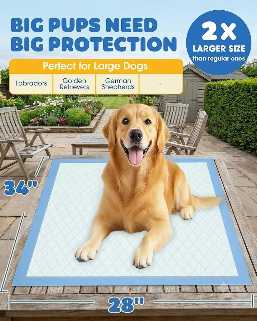 Powools Puppy Pads for Dogs (34x28 in, 6-Layer)