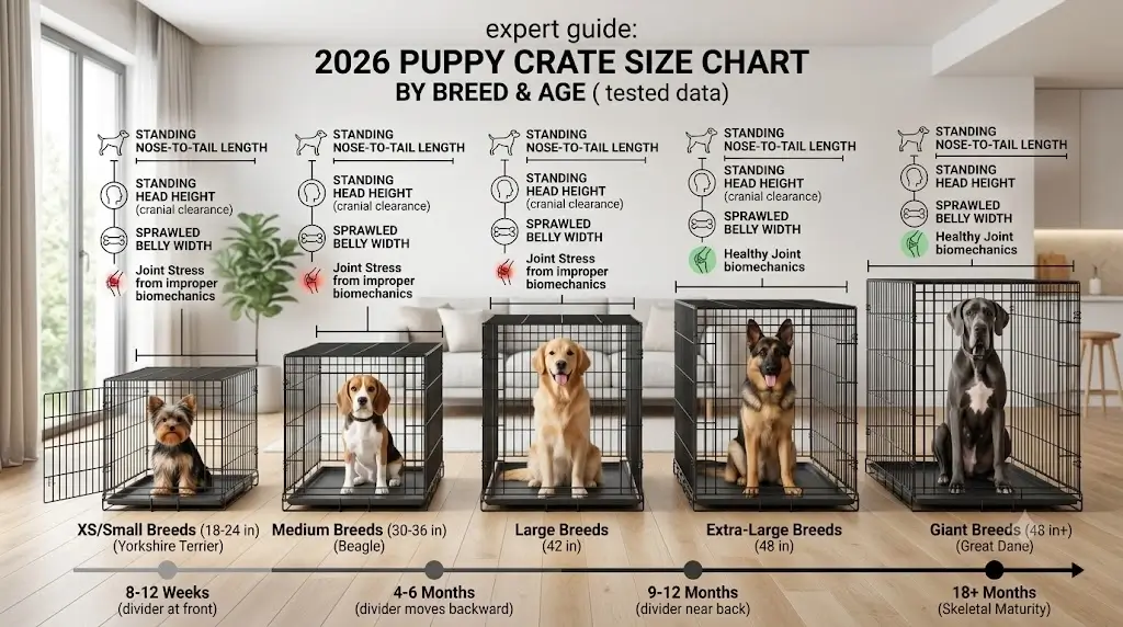 Puppy Crate Size Chart by Breed & Age: 2026 Sizing Guide