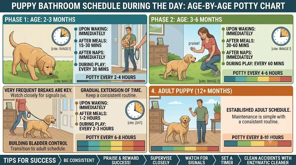 Puppy Bathroom Schedule During the Day: Age-by-Age Potty Chart